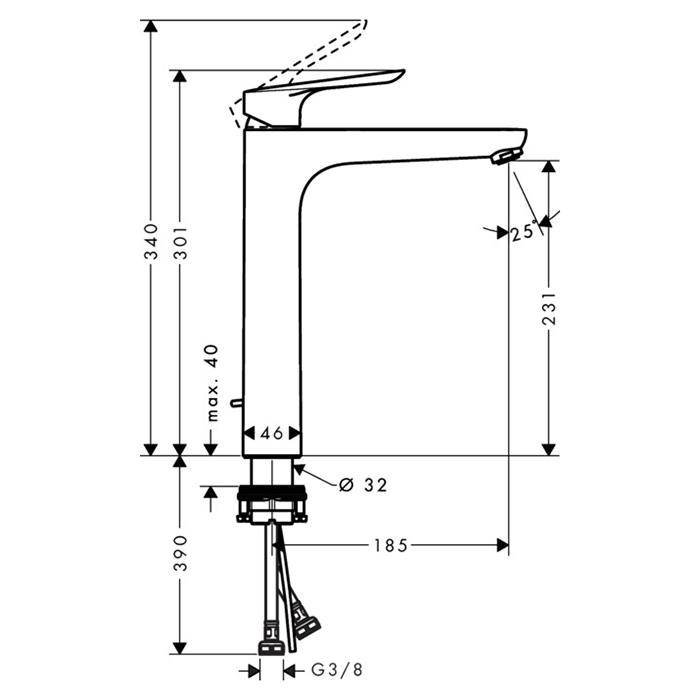 Hansgrohe Logis E смеситель для раковины, излив: 230мм, цвет: хром 71162000