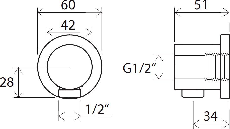 X07P004 Настенный вывод для душа 701.00