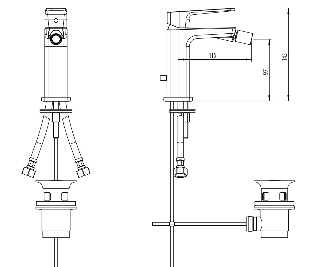 M&Z NGM00300 New Geometry Смеситель для биде, ХРОМ