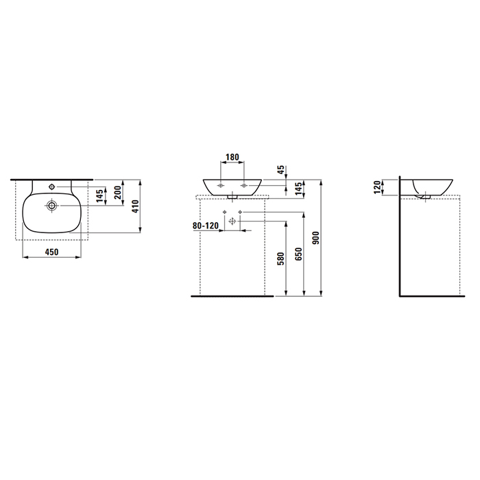 Laufen INO Раковина накладная 45х41х12см., с 1 отв., цвет: белый 8.1630.0.000.104.1