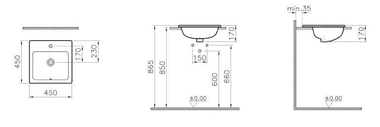 Vitra S20 раковина накладная 45 см. 5463B003-0001