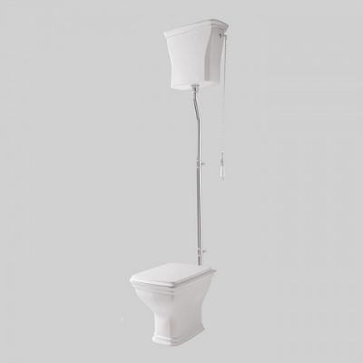 Artceram CIVITAS Унитаз 36х54см., с высоким бачком и трубой хром, с механизмом с цепочкой и ручкой, с сиденьем, микролифт, цвет: белый
