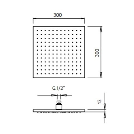 9926A950 Palazzani верхний душ 300х300 мм, бронза