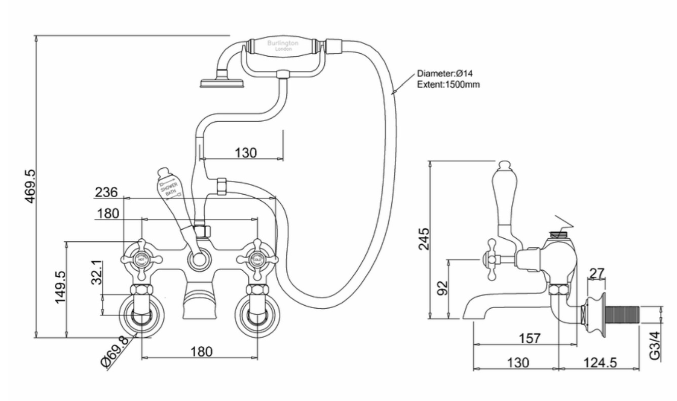 Смеситель для ванны Burlington CLR17