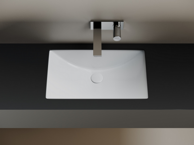 CN6082 Ceramica Nova Раковина встраиваемая снизу CERAMICANOVA Era  прямоугольной формы с отверстием слива- перелива  600x390x190 мм  цвет белый  арт. CN6082