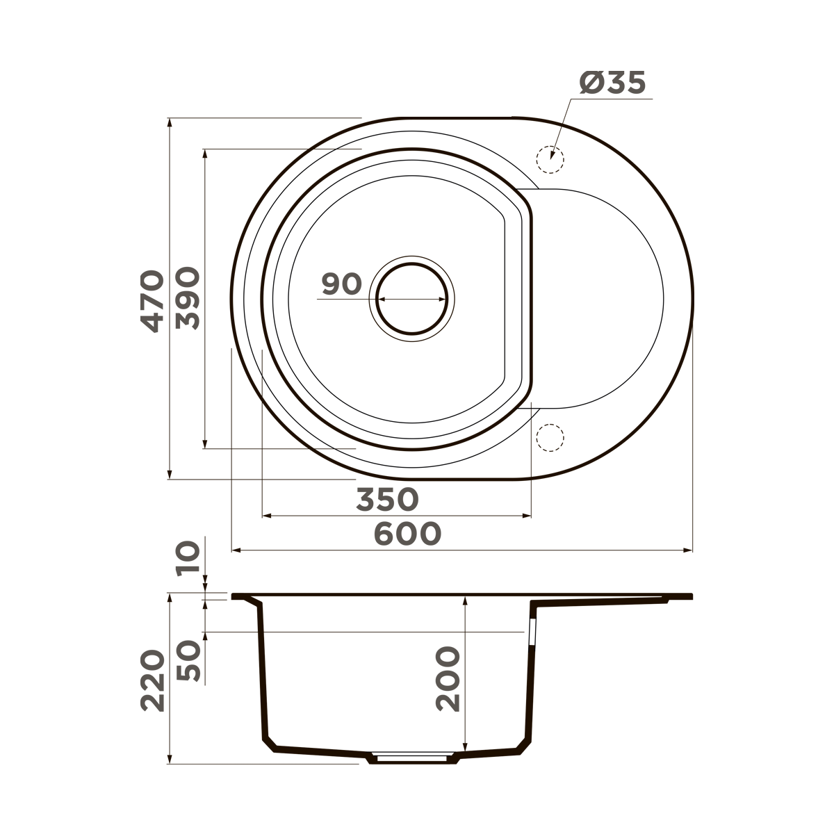 4993544 Omoikiri Sakaime 60E-GR Tetogranit/leningrad grey