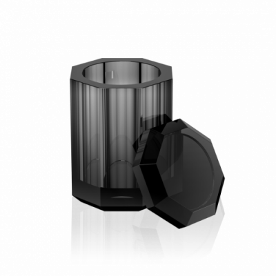 Decor Walther Kristall BMD Баночка универсальная 9x9x14см, с крышкой, настольная,  цвет: хрусталь антрацит 931494