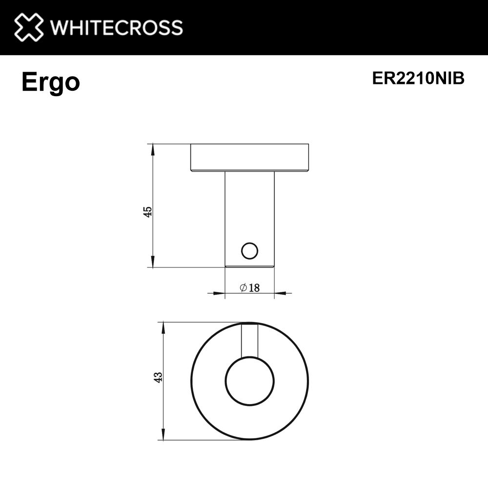 Крючок WHITECROSS Ergo ER2210NIB (брашированный никель)