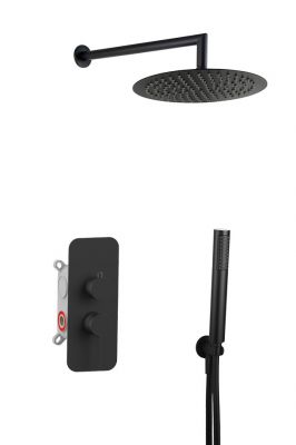 19URFER23605 AQG Urban Flow, душевой комплект ER236 на 2 потребителя, с настенным кронштейном, цвет черный матовый