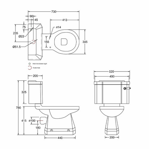 Унитаз с бачком Burlington P5+C2