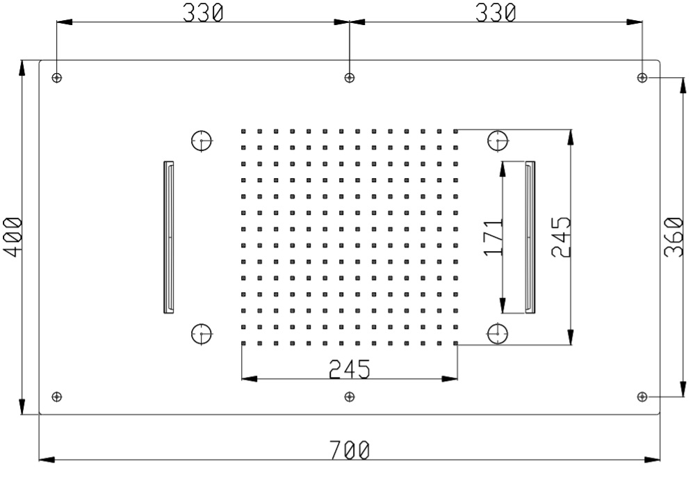 AquaElite верхний душ 70X40 с каскадом и распылением SF018A03Q шлифованная сталь