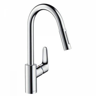 Hansgrohe Focus, Смеситель для кухни, с выдвижным душем, Цвет: сталь 31815800