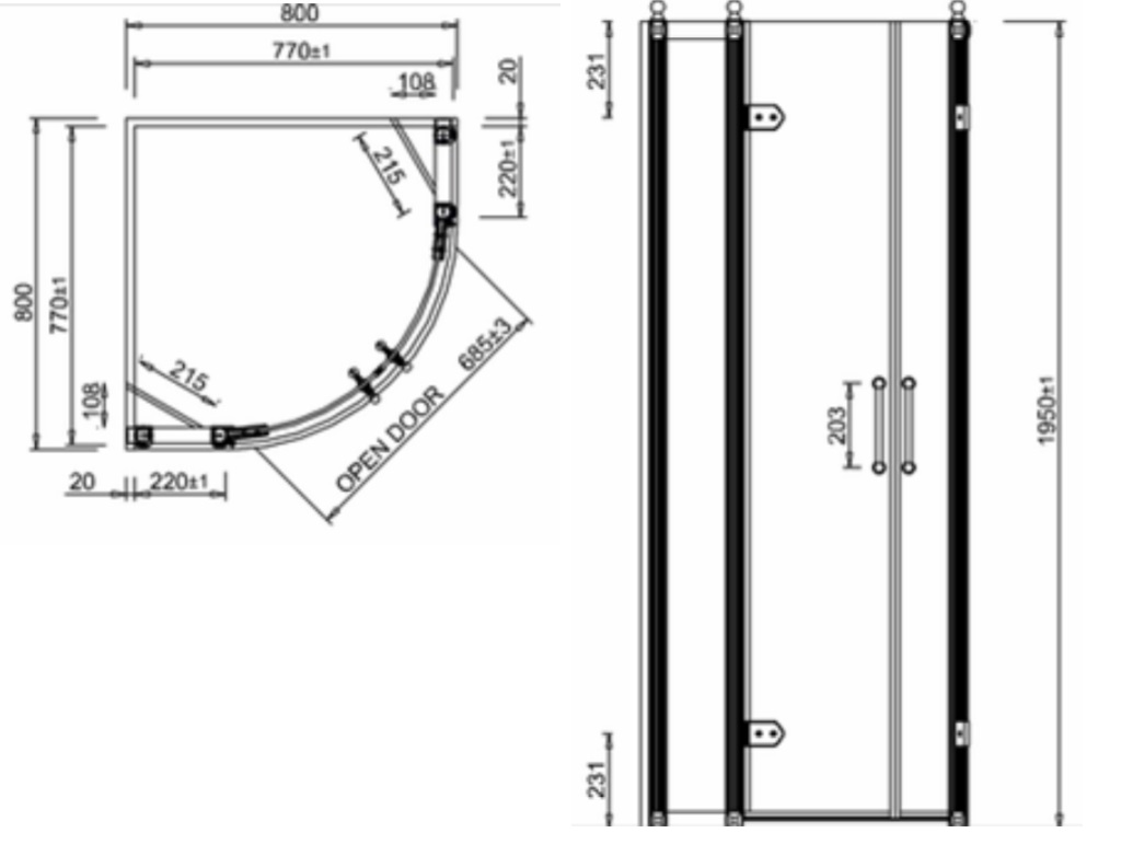 Полукруглый душевой уголок 80x80 Burlington C22