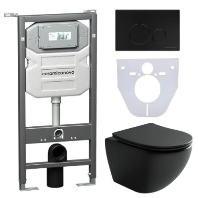 Комплект инсталляция унитаз кнопка Ceramica Nova CN4002MB_1001B_1000