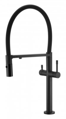 Смеситель для кухни Boheme UNO BLACK c краном для питьевой воды 115-B, чёрный матовый