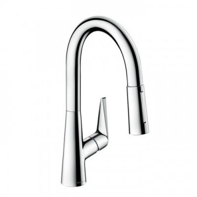 Hansgrohe Talis M51 Смеситель для кухни, на 1 отв однорычажный, поворотный излив 18.5см с вытяжным душем, 2jet, h15.2см, цвет: хром 72815000
