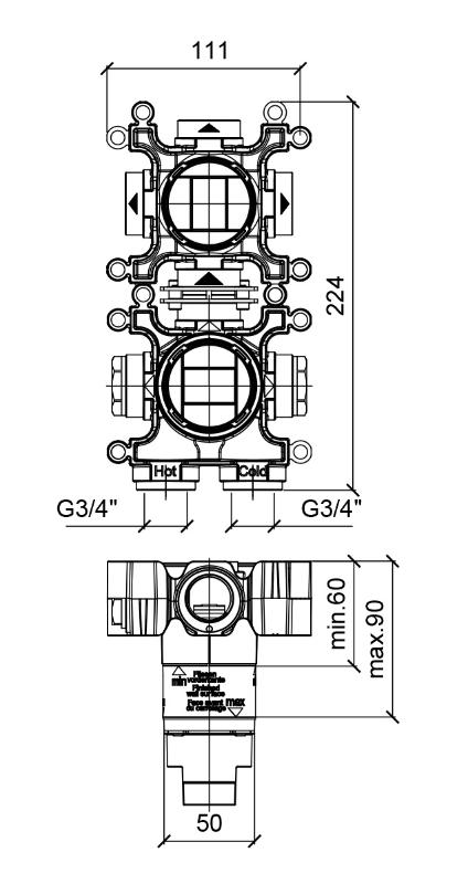 Almar Скрытая часть смесителя на 3 потребителя E186906
