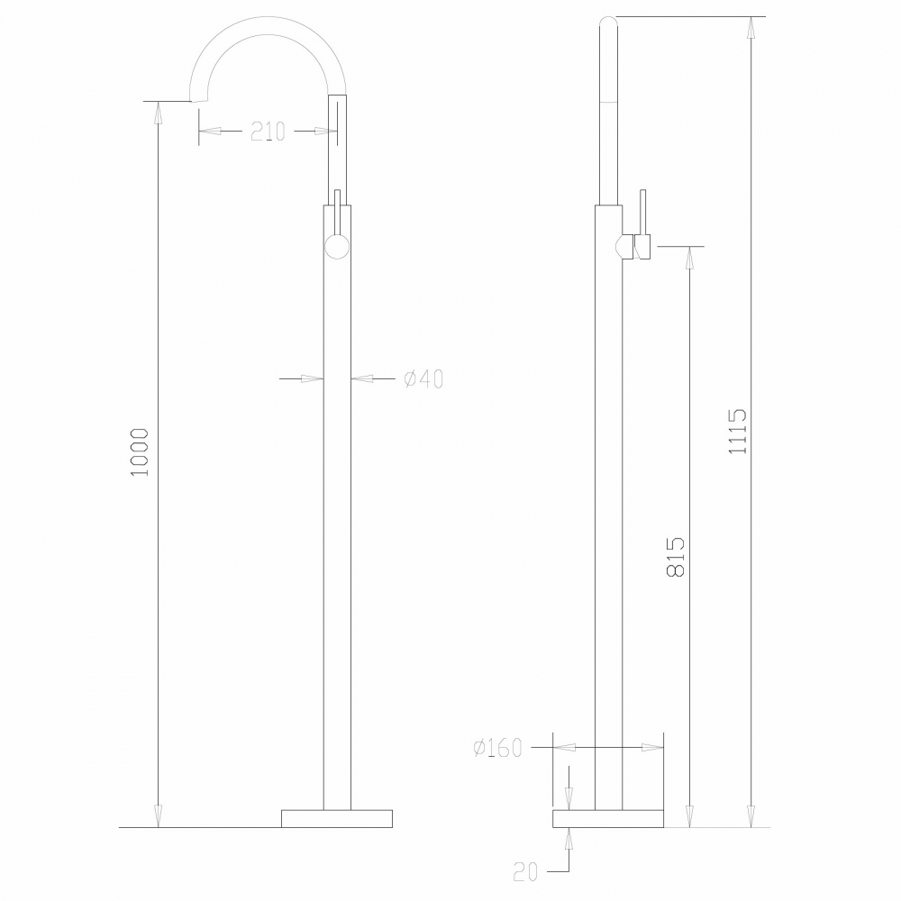 Смеситель ABBER Wasser Kreis AF8141G напольный для раковины, золото матовое