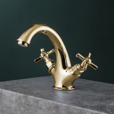 Gattoni TRD Смеситель для раковины, 1 отв., ручки Paris, цвет: золото 24К TR320/18D0
