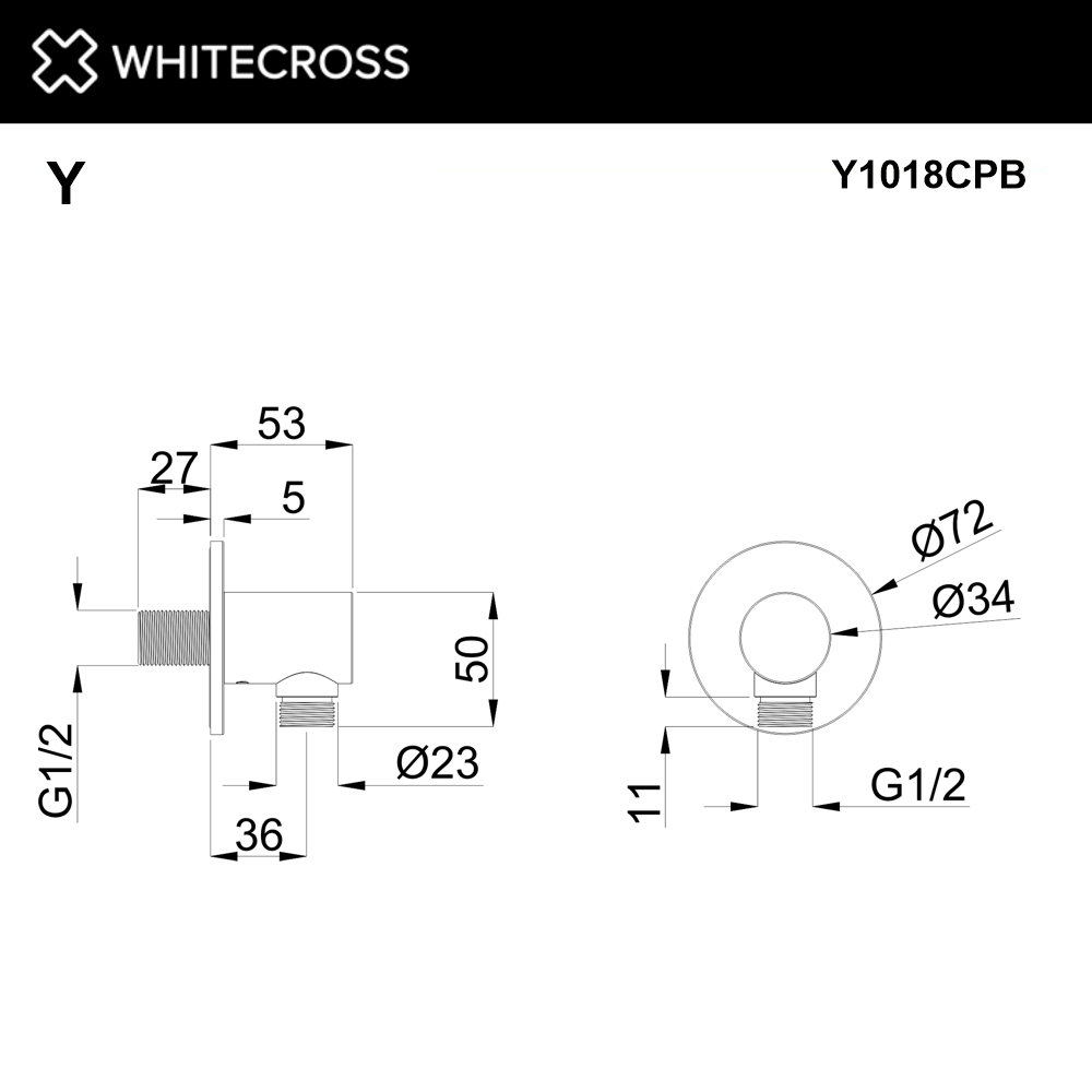 Угловой соединительный элемент WHITECROSS Y1018CPB (брашированная медь)