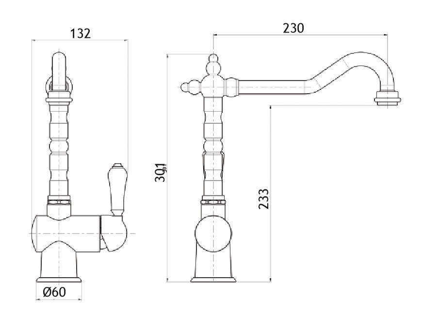 M&Z DSY11400 Desy Смеситель для кухни 233 мм, ручка сбоку, ХРОМ