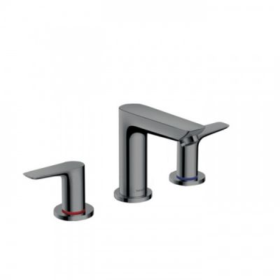 Hansgrohe Talis E Смеситель для раковины 150, на 3 отв, с донным клапаном, излив 112мм, цвет: шлифованный черный хром 71733340