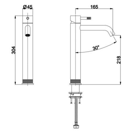 RU721E61Q AQUAELITE высокий смеситель для раковины KINO, 3/8", шлифованное золото (PVD)
