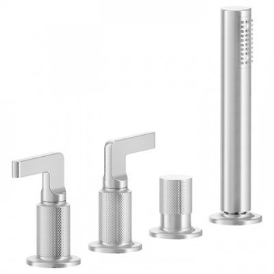 Gessi Inciso Смеситель для ванны, 4 отв., с ручным душем и шлангом 150 см, цвет: хром 58043#031