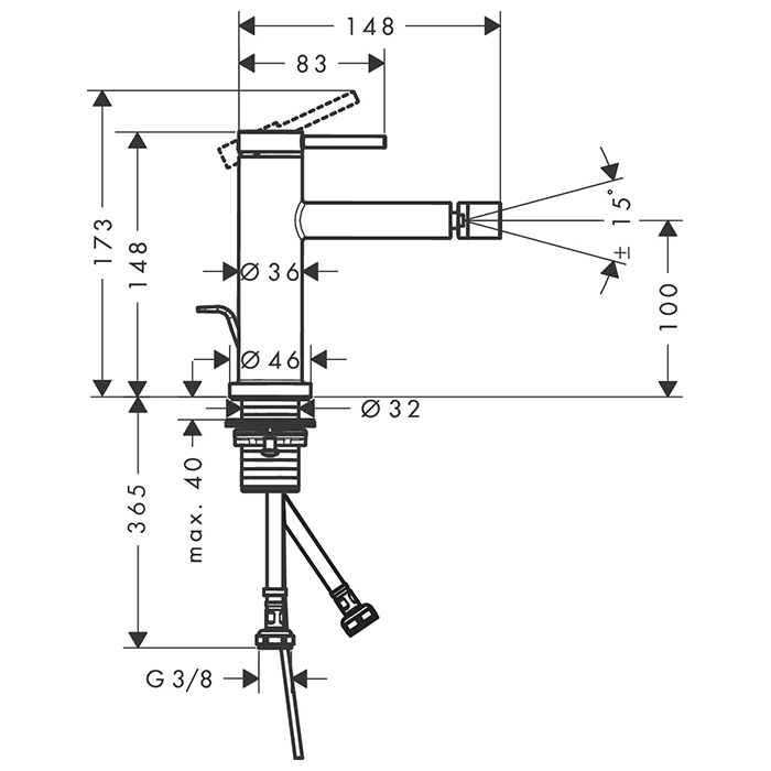 73201000 Hansgrohe Tecturis S Смеситель для биде, 1 отв., цвет: хром
