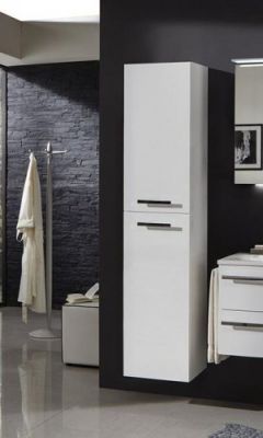 Marlin 3040city Высокий шкаф 40 см левый бельевой корзиной HTW4L(961/042) белый глянец