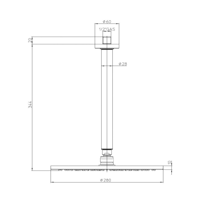 Bossini Cosmo Верхний душ d28см., потолочный, цвет: черный матовый H30596G.073