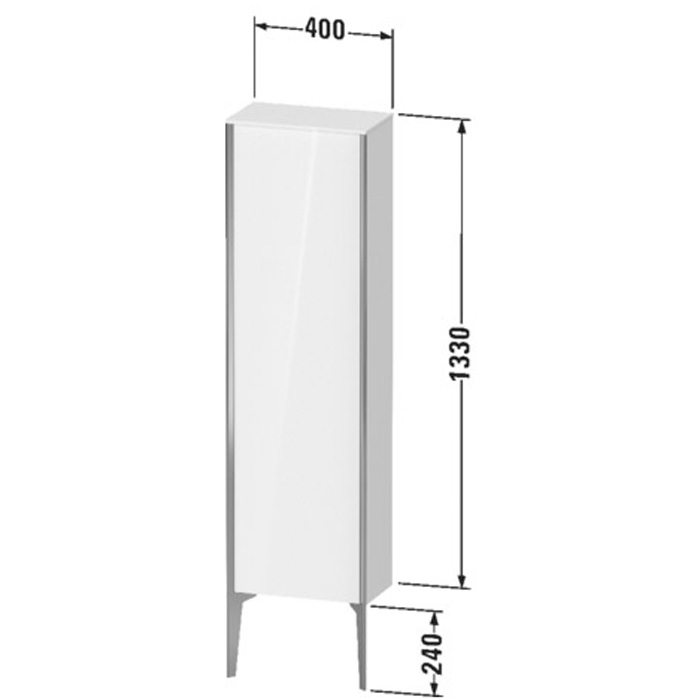 Duravit XViu Шкаф подвесной 40x24x133см, с 1 дверью, 3 стеклянными полками (петли справа), цвет: белый глянцевый/champagne matt XV1315RB122
