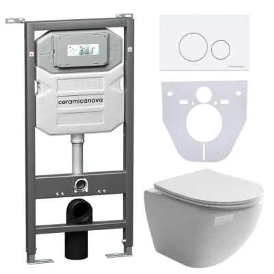 Комплект инсталляция унитаз кнопка Ceramica Nova CN4002_1001W_1000