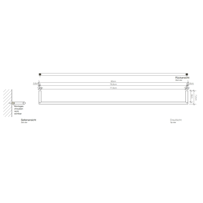Decor Walther Mikado HTE80 Полотенцедержатель 80см, подвесной, цвет: сталь матовая 521076