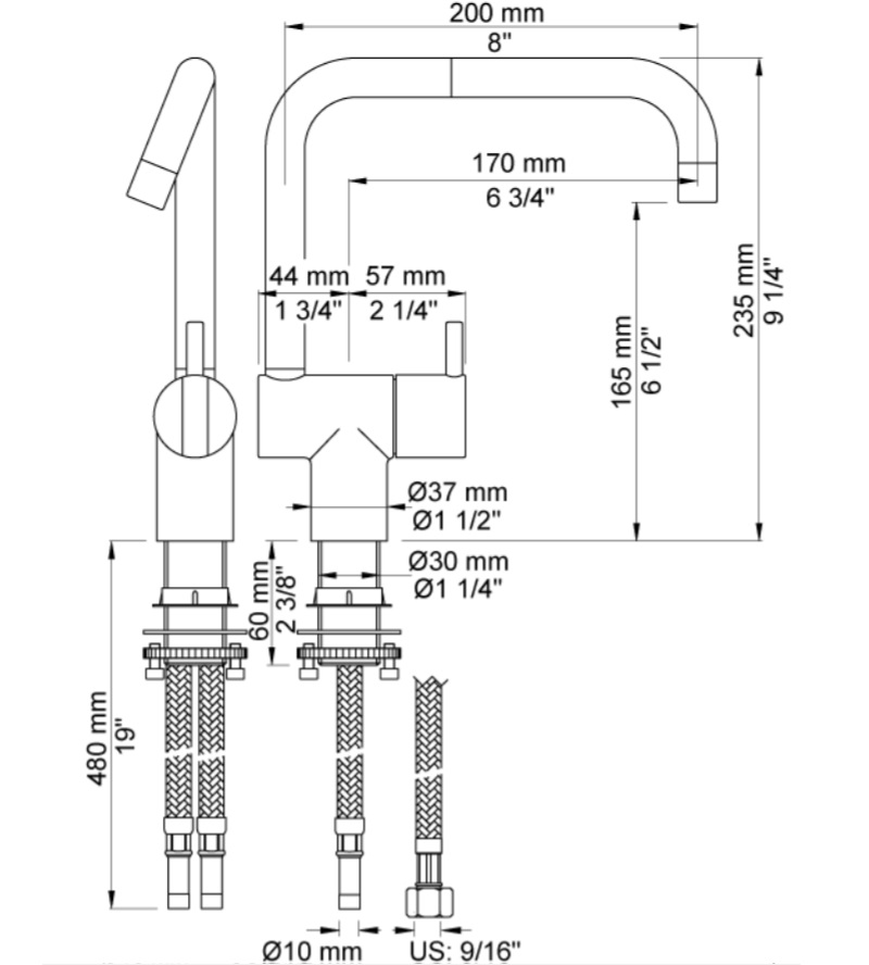 Смеситель для раковины Vola KV1 хром