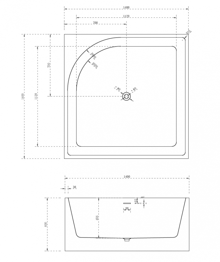 Акриловая ванна 140x140 ABBER AB9337