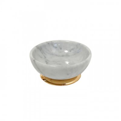 3SC Elegance Мыльница настольная, цвет: мрамор bianco carrara/золото 24к. Lucido EL01ABCGD
