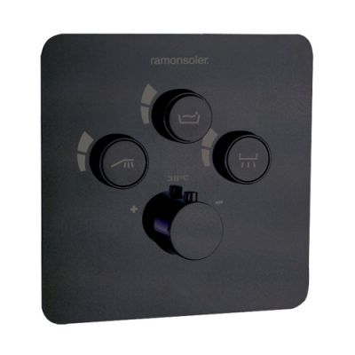 Ramon Soler Встраиваемый термостатический смеситель для душа RS SMART 85T301SNM матовый черный на 3 выхода