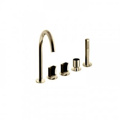 Fantini Venezia Смеситель для ванны, набортный, 5 отв., излив: 175 мм, цвет: Matt British Gold PVD 29 P6 N465S