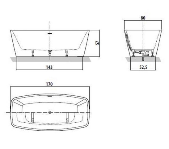Jacuzzi Esprit Ванна акриловая отдельностоящая 170x80x57 см белая