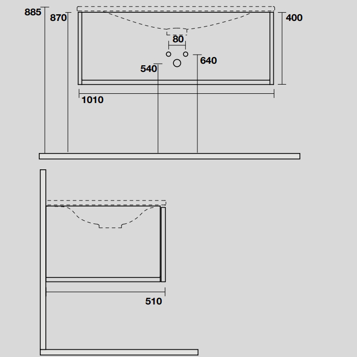 KERASAN SHAPE Раковина 1020х520 мм., встраиваемая, цвет белый глянцевый 547001*1