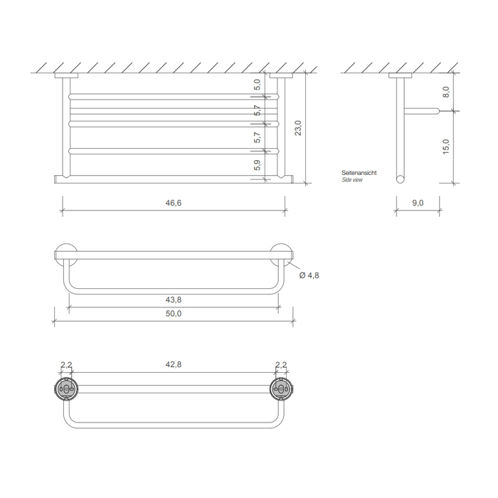 Decor Walther Basic KHT Полотенцедержатель 50x23см, подвесной, цвет: хром 531800
