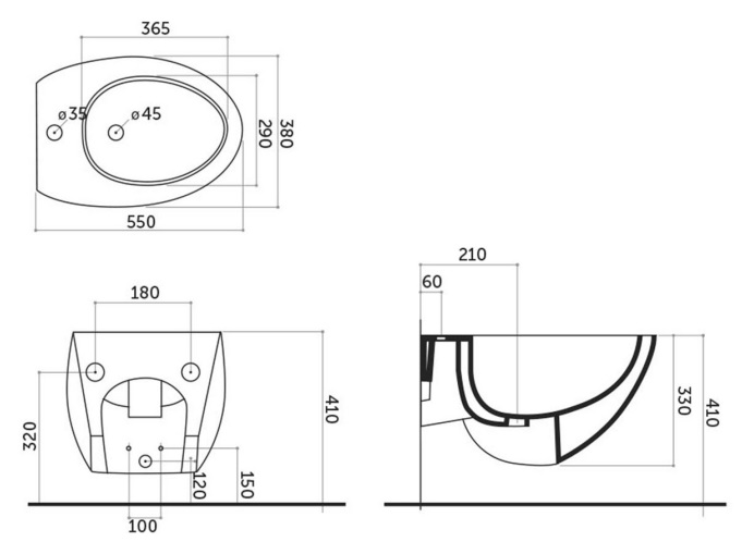 Биде подвесное OVO Disegno Ceramica OV00700101