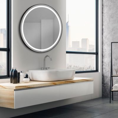 Xpertials OLEKR, зеркало 80 см, LED свет, вкл/выкл с диммером, антизапотевание, профиль черный матов 84354135-36938