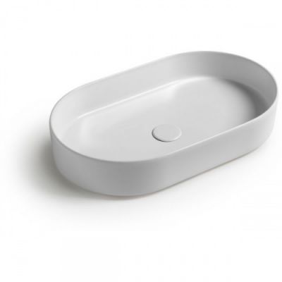 White Ceramic Blade, накладная овальная раковина 60x36x12h см, цвет синий матовый