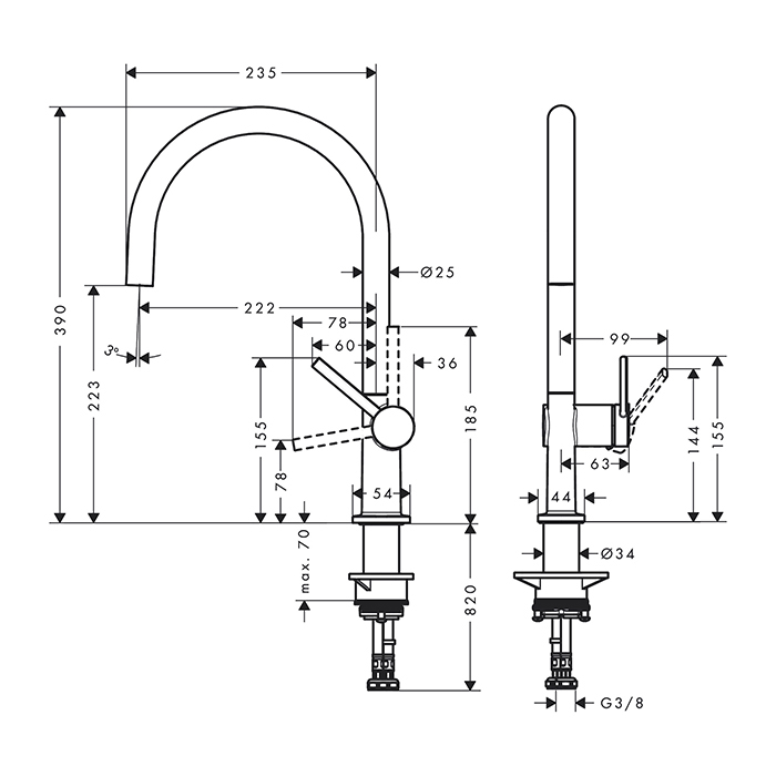 Hansgrohe Talis Смеситель для кухни,220, 1jet, цвет: матовый черный 72804670
