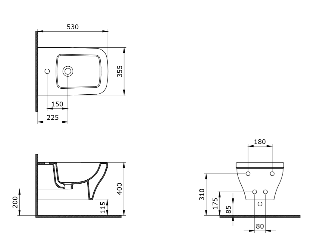 Биде подвесное Bocchi Scala 1125-004-0120 черное матовое