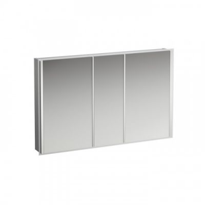 Laufen Frame Зеркальный шкаф 120x75см., LED-подсветка, алюминий, 3 двери, 2 розетки 4.0880.4.900.144.1