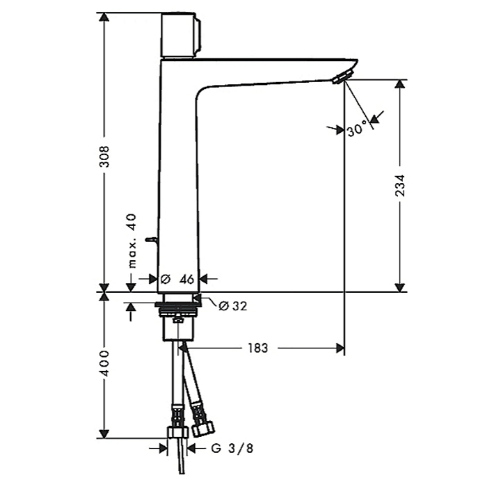 Hansgrohe Talis Select E, Смеситель для раковины, с донным клапаном, Цвет: хром 71752000