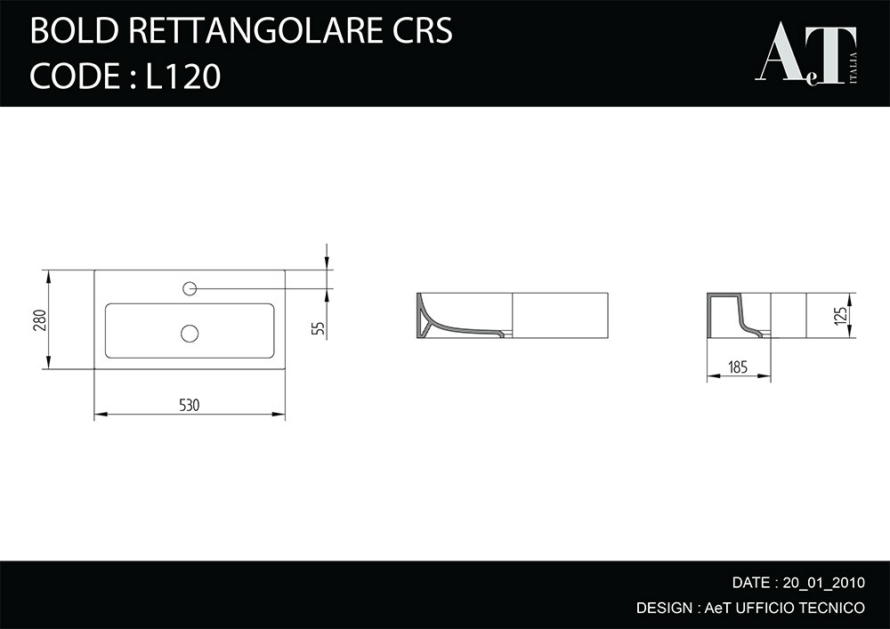 AeT Bold Crs L120T0R1V1100 Раковина подвесная 53х28, цвет белый